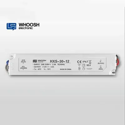 ตัวเรือนพลาสติก 30W 2.5A IP67 แหล่งจ่ายไฟกันน้ำ 30W 12V LED Driver